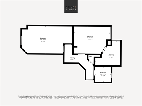 Floor plan for 1 bed, 1 bath, 518 sqft